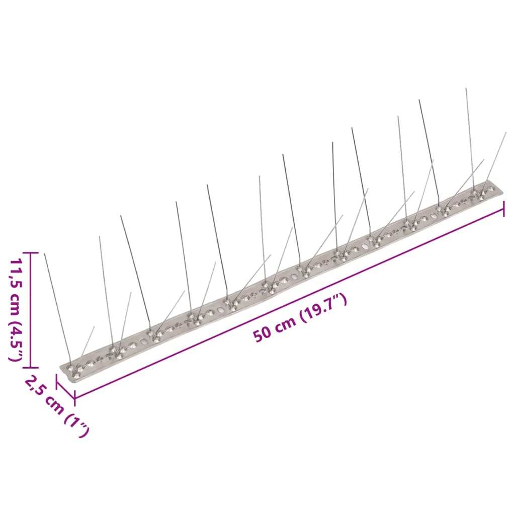 Set Dissuasori per Uccelli e Piccioni 20 pz Acciaio 4 File 10 m