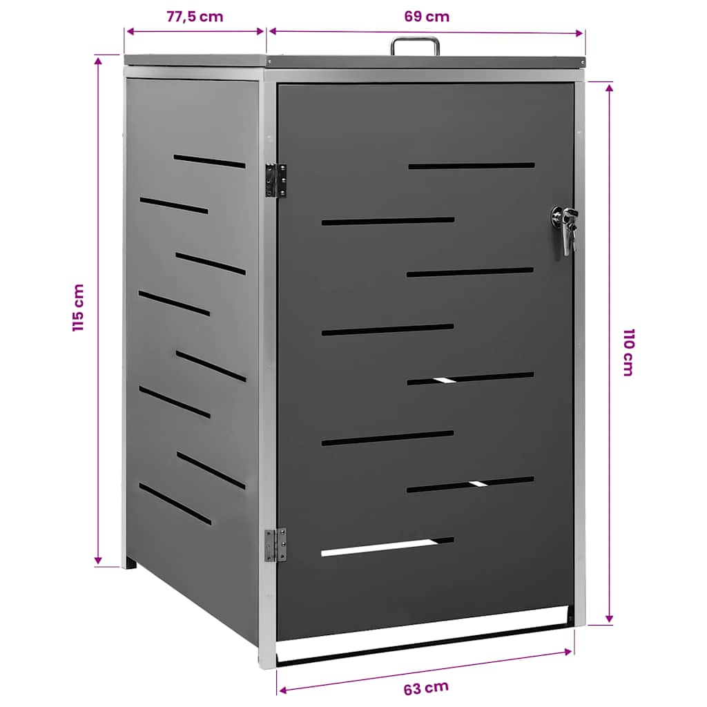Copribidone per Spazzatura Singolo 69x77,5x115cm Acciaio Inox