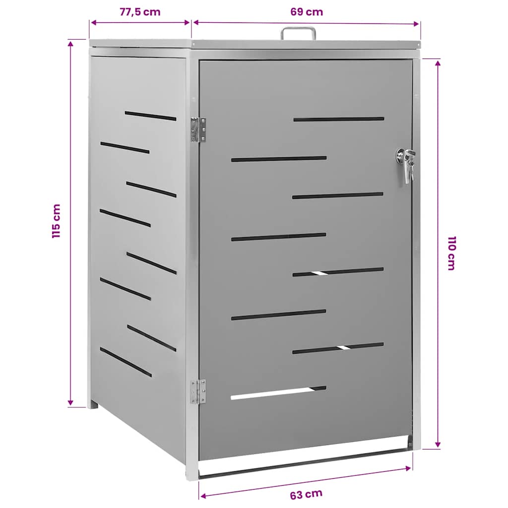 Copribidone per Spazzatura Singolo 69x77,5x115cm Acciaio Inox