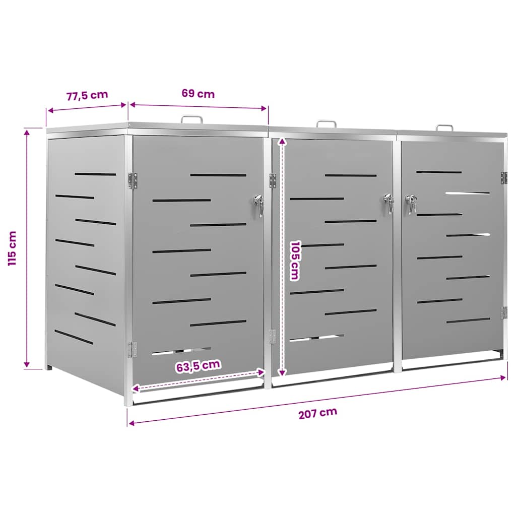 Copribidone per Spazzatura Singolo 69x77,5x115cm Acciaio Inox