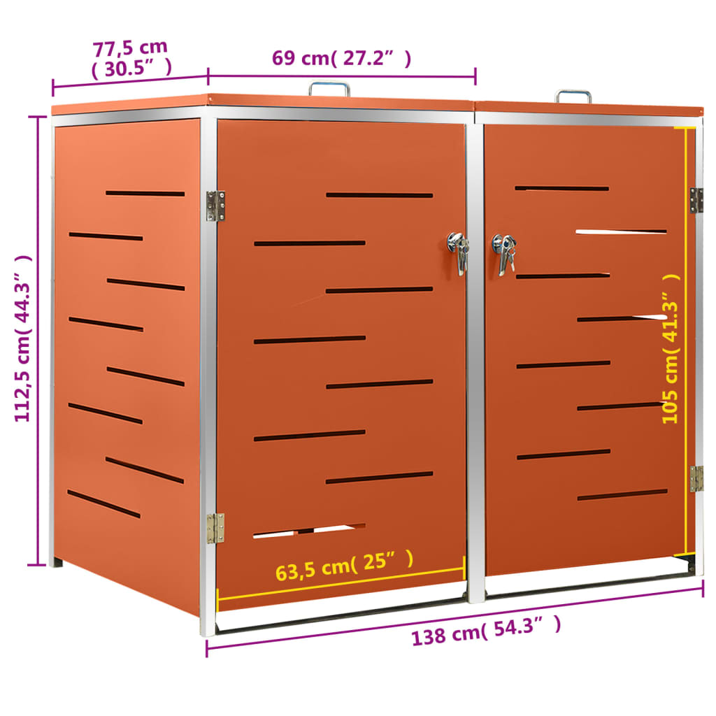 Copribidone per Spazzatura Singolo 69x77,5x115cm Acciaio Inox