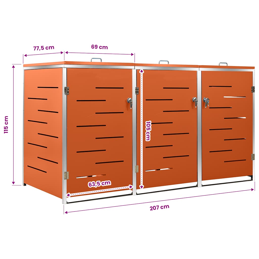 Copribidone per Spazzatura Singolo 69x77,5x115cm Acciaio Inox