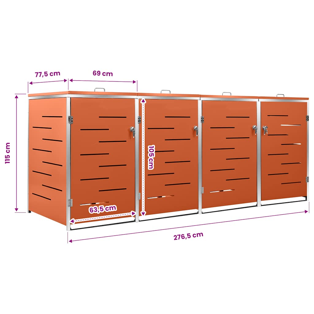 Copribidone per Spazzatura Singolo 69x77,5x115cm Acciaio Inox