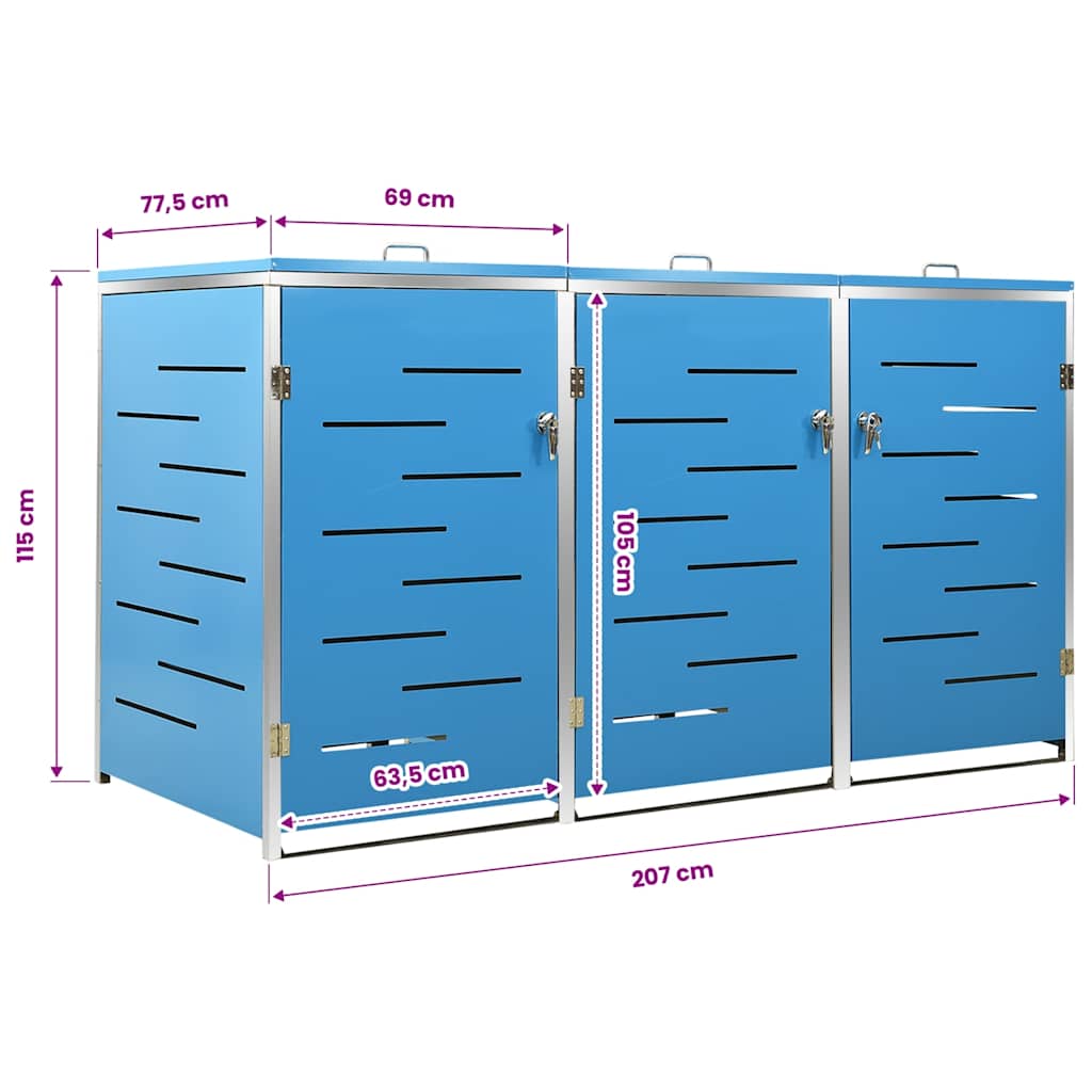 Copribidone per Spazzatura Singolo 69x77,5x115cm Acciaio Inox