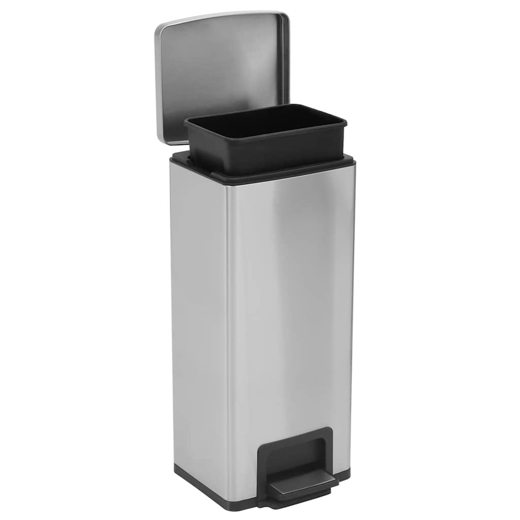 Pattumiera a Pedale Anti-Impronte 30 L Argento in Acciaio Inox