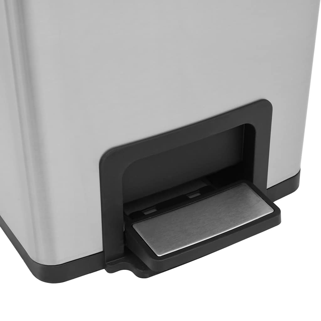 Pattumiera a Pedale Anti-Impronte 30 L Argento in Acciaio Inox