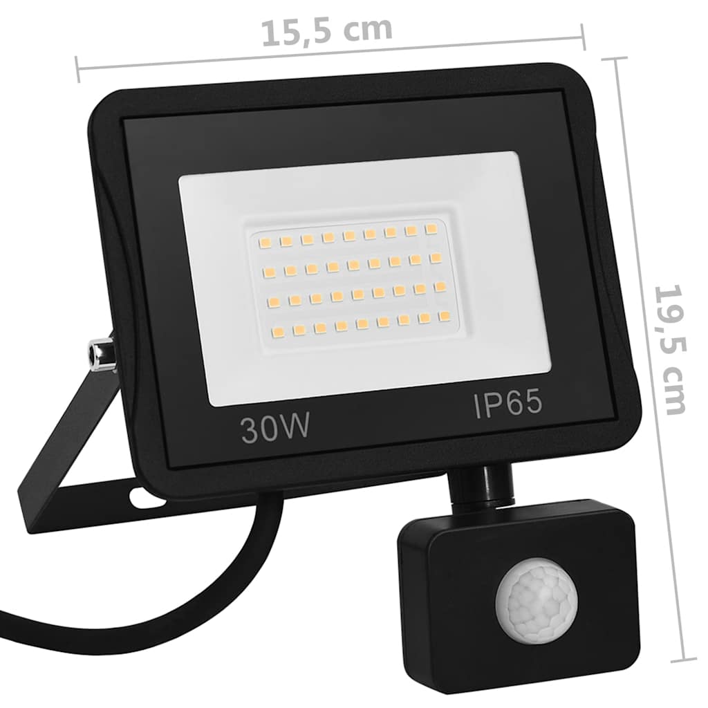 Faretto a LED con Sensore 30 W Bianco Caldo