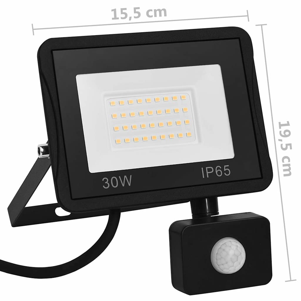 Faretto a LED con Sensore 30 W Bianco Caldo
