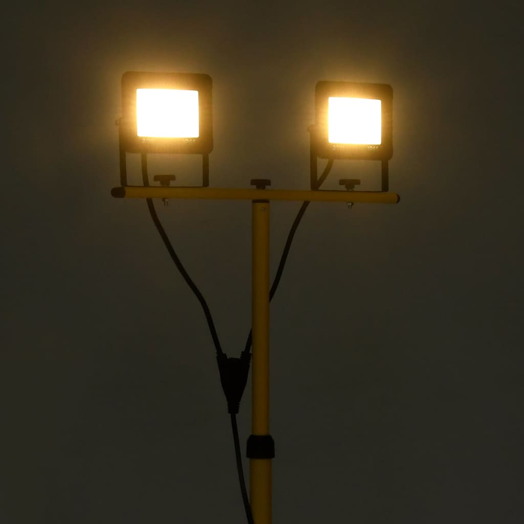 Faretto a LED con Treppiede 2x20 W Bianco Caldo