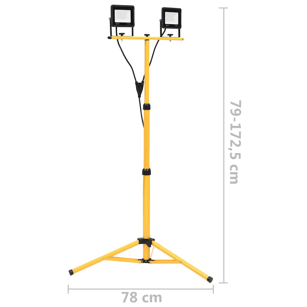 Faretto a LED con Treppiede 2x50 W Bianco Caldo