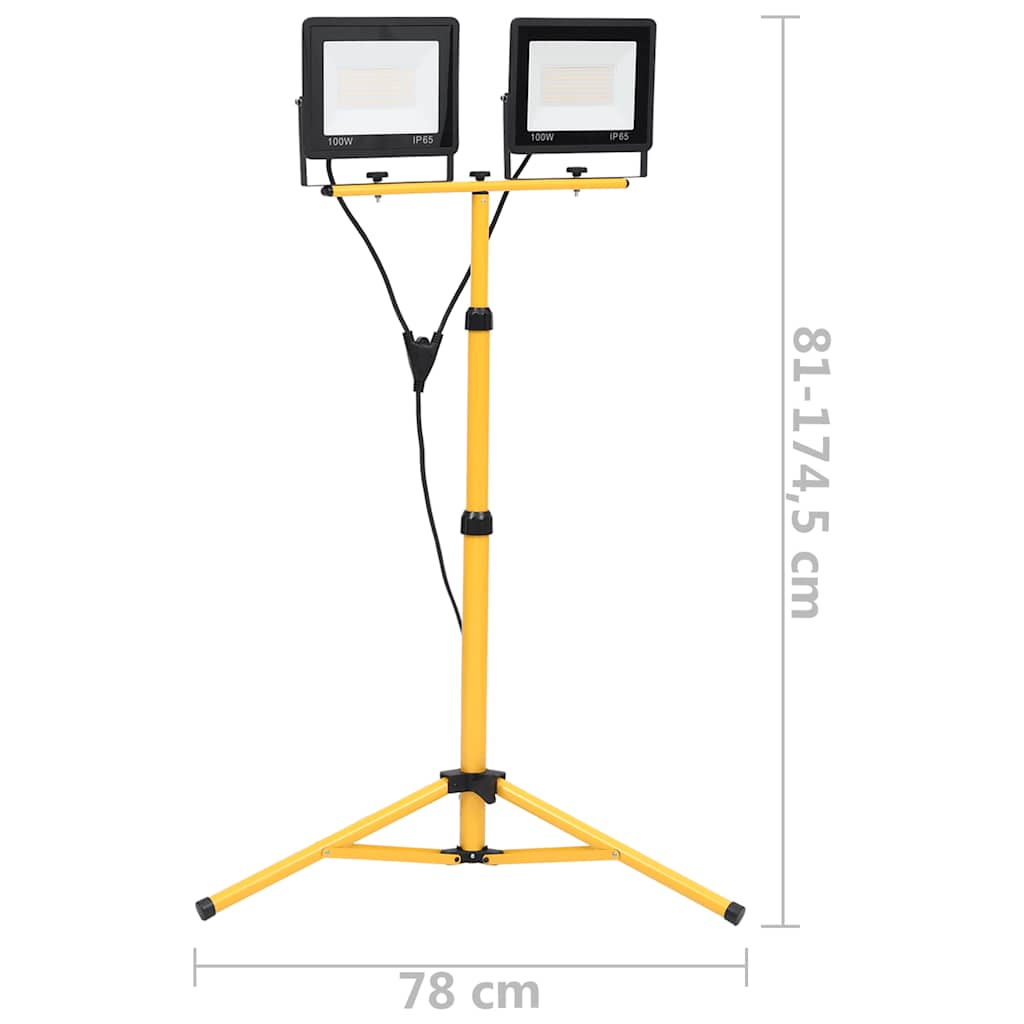 Faretto a LED con Treppiede 2x100 W Bianco Caldo