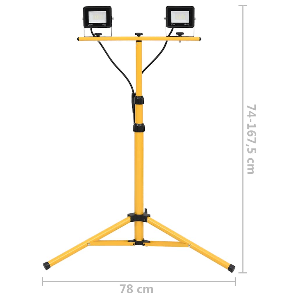 Faretto a LED con Treppiede 2x20 W Bianco Freddo