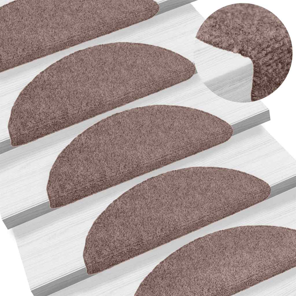 Tappetini per scale autoadesivi 5 pz 56x17x3 cm Marrone Chiaro Semicircolari