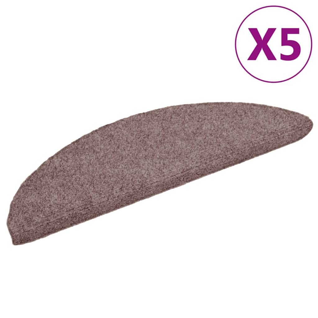 Tappetini per scale autoadesivi 5 pz 56x17x3 cm Marrone Chiaro Semicircolari