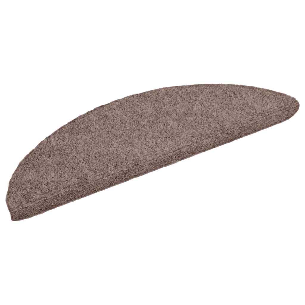 Tappetini per scale autoadesivi 5 pz 56x17x3 cm Marrone Chiaro Semicircolari