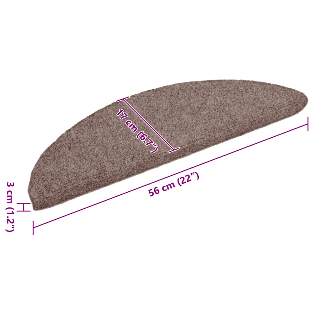 Tappetini per scale autoadesivi 5 pz 56x17x3 cm Marrone Chiaro Semicircolari