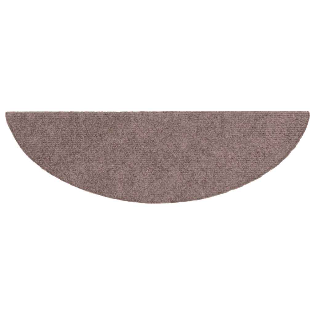Tappetini per scale autoadesivi 10 pz 56x17x3 cm Marrone Chiaro Semicircolari
