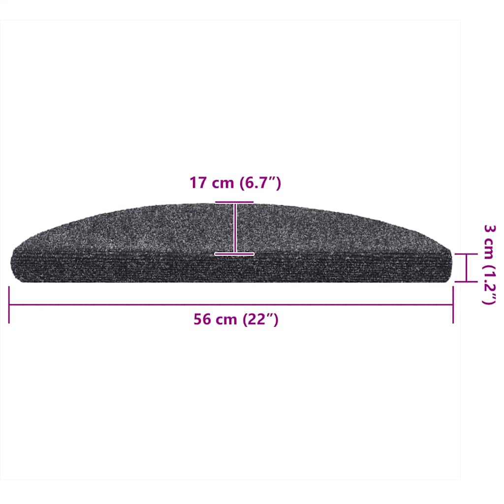 Tappetini per scale autoadesivi 5 pz 56x17x3 cm Grigio scuro semicircolari