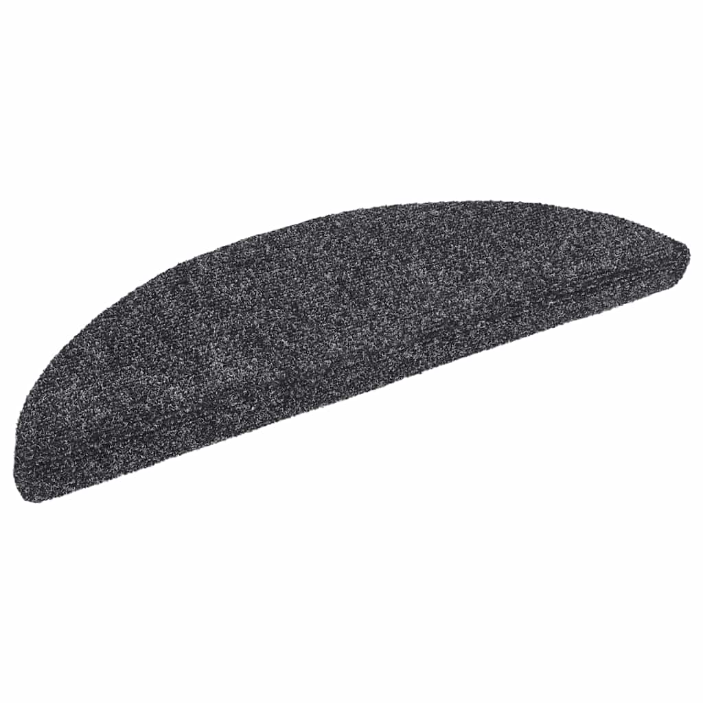 Tappetini per scale autoadesivi 10 pz 56x17x3 cm Grigio scuro semicircolari