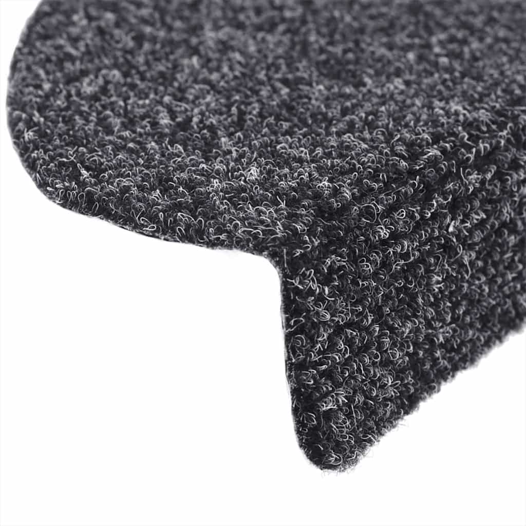 Tappetini per scale autoadesivi 10 pz 56x17x3 cm Grigio scuro semicircolari
