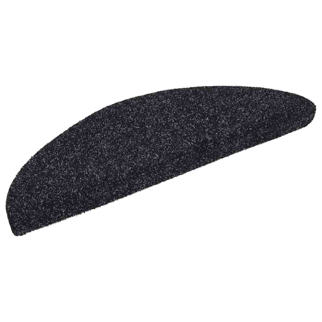 Tappetini per scale autoadesivi 5 pz 56x17x3 cm neri semicircolari