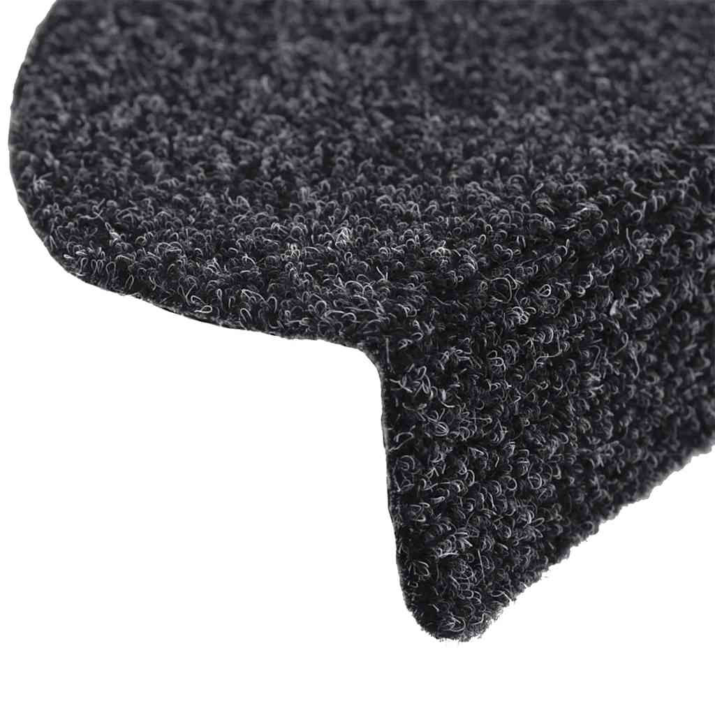 Tappetini per scale autoadesivi 5 pz 56x17x3 cm neri semicircolari