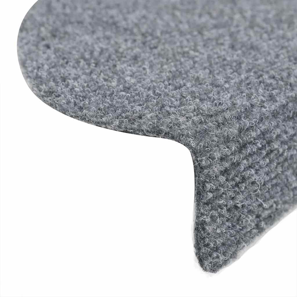 Tappetini per scale autoadesivi 5 pz 56x17x3 cm Grigio chiaro semicircolari