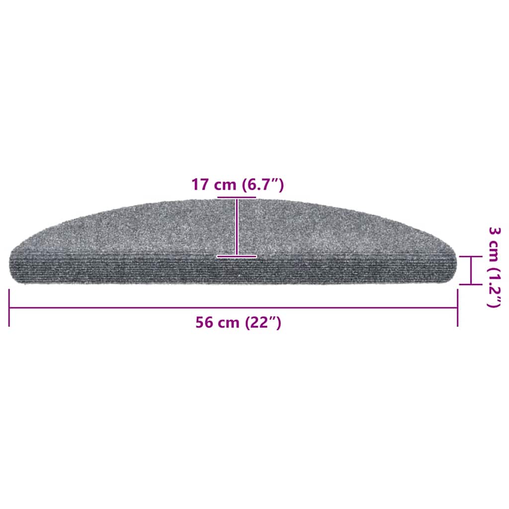 Tappetini per scale autoadesivi 5 pz 56x17x3 cm Grigio chiaro semicircolari