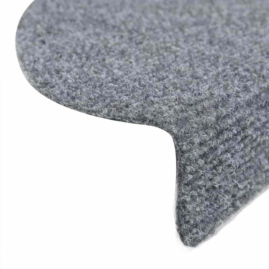 Tappetini per scale autoadesivi 10 pz 56x17x3 cm Grigio chiaro semicircolari