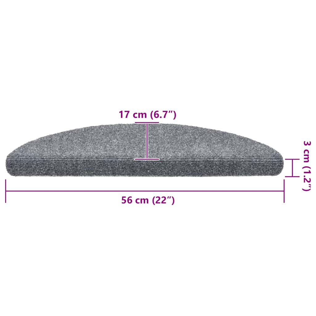 Tappetini per scale autoadesivi 10 pz 56x17x3 cm Grigio chiaro semicircolari