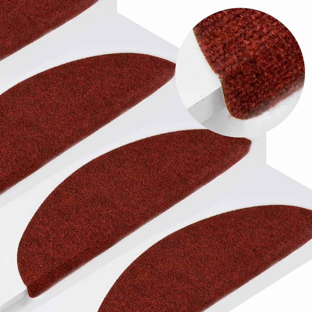 Tappetini per scale autoadesivi 10 pz 56x17x3 cm Bordeaux Rosso Semicircolari