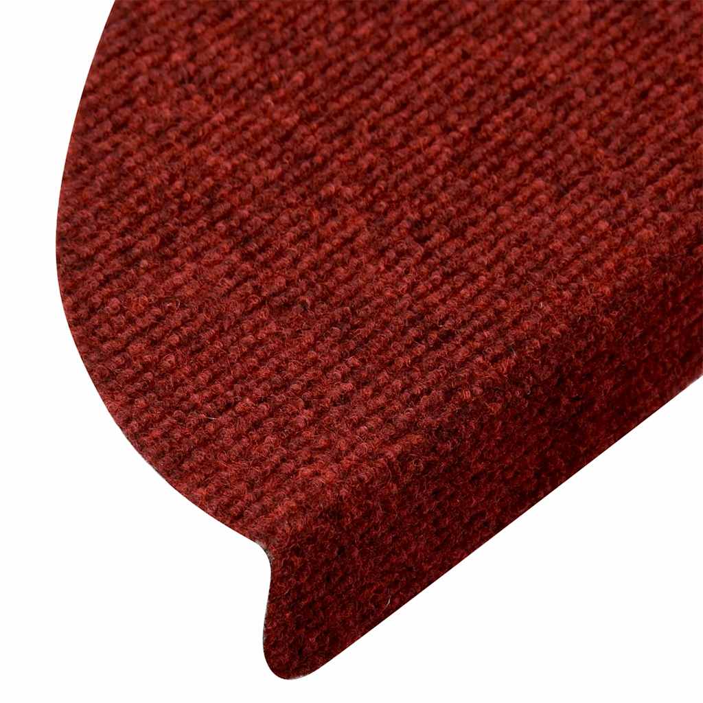 Tappetini per scale autoadesivi 10 pz 56x17x3 cm Bordeaux Rosso Semicircolari