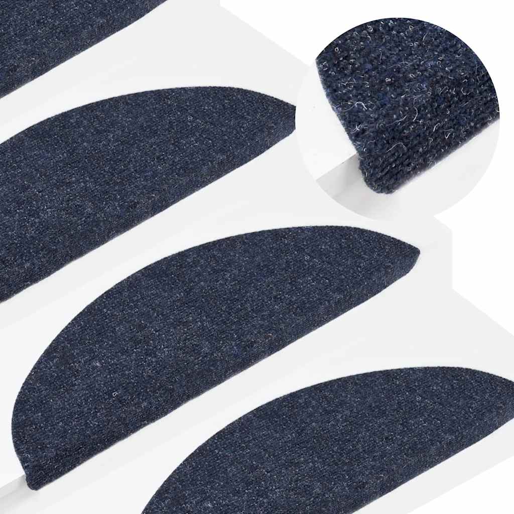Tappetini per scale autoadesivi 5 pz 56x17x3 cm blu semicircolari