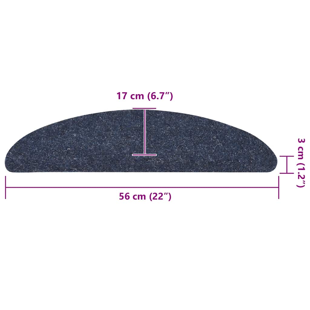 Tappetini per scale autoadesivi 5 pz 56x17x3 cm blu semicircolari