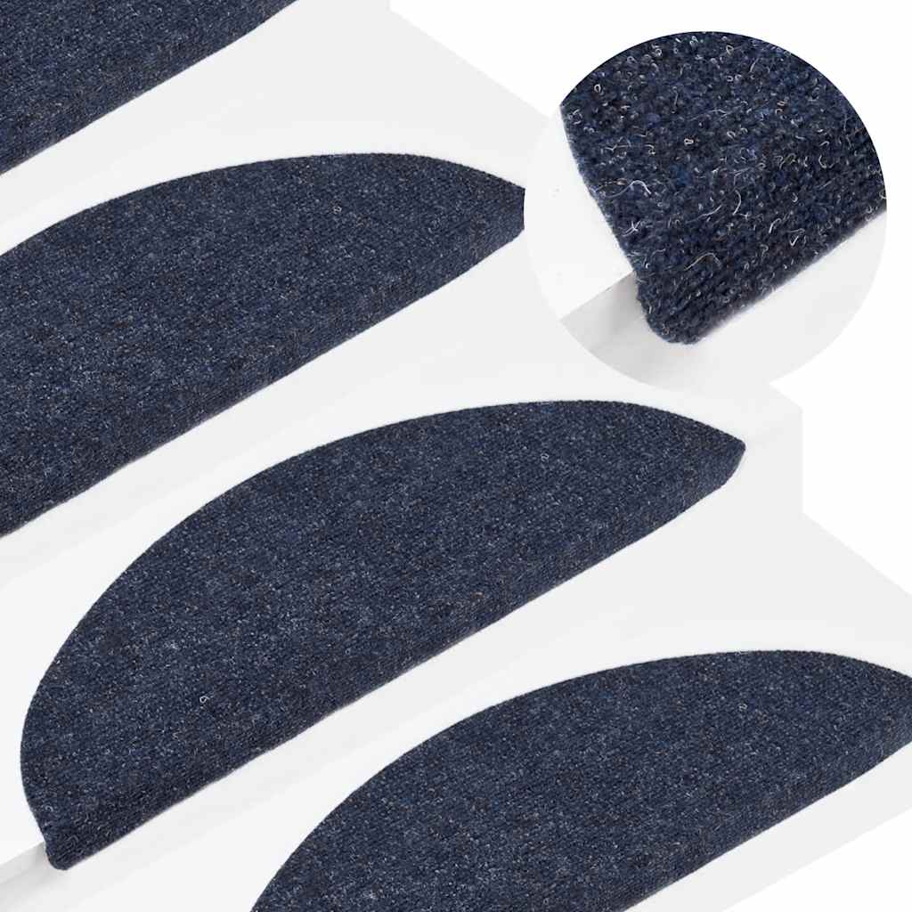 Tappetini per scale autoadesivi 10 pz 56x17x3 cm blu semicircolari