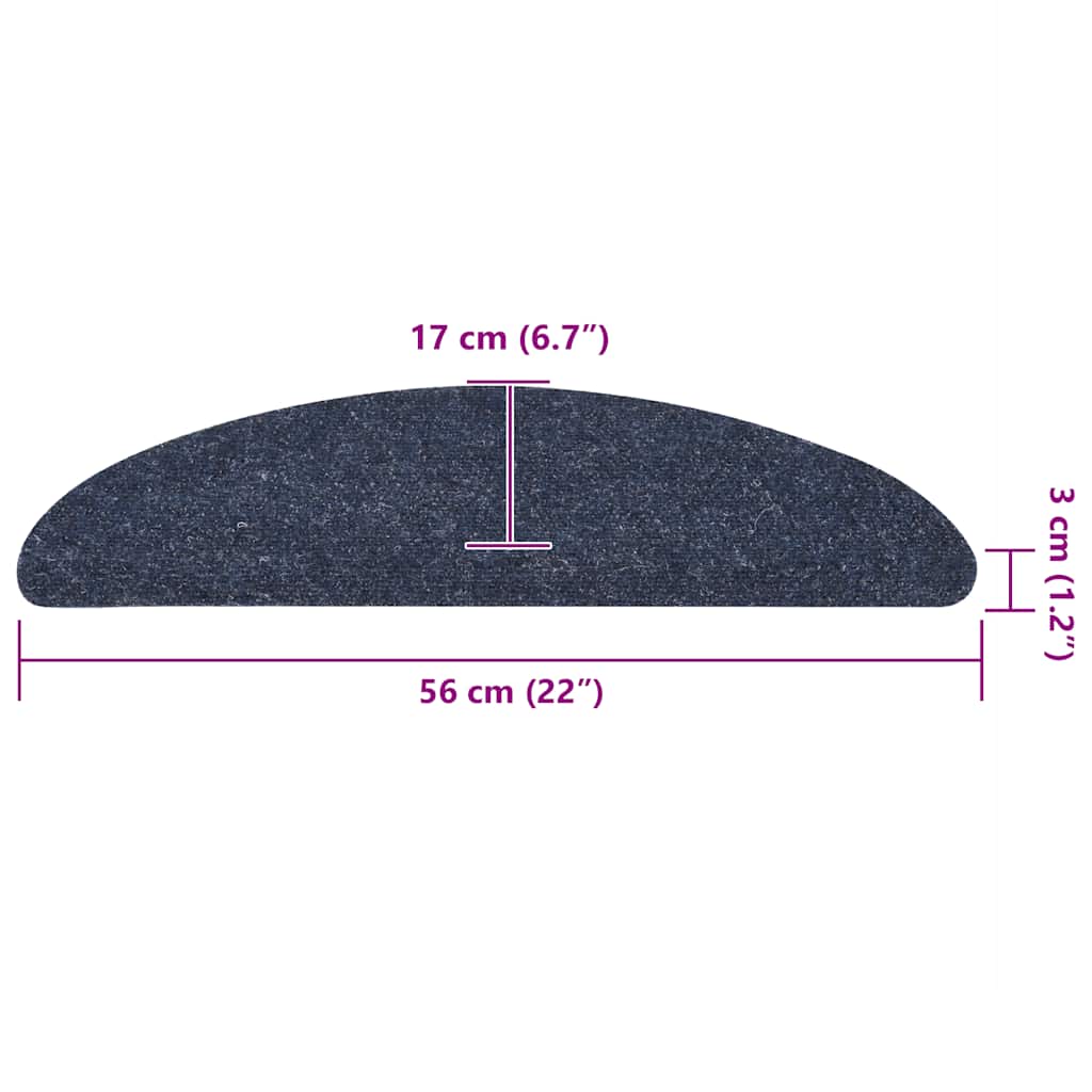 Tappetini per scale autoadesivi 10 pz 56x17x3 cm blu semicircolari