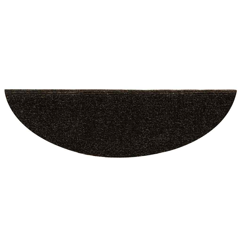 Tappetini per scale autoadesivi 5 pz 56x17x3 cm marrone scuro semicircolari
