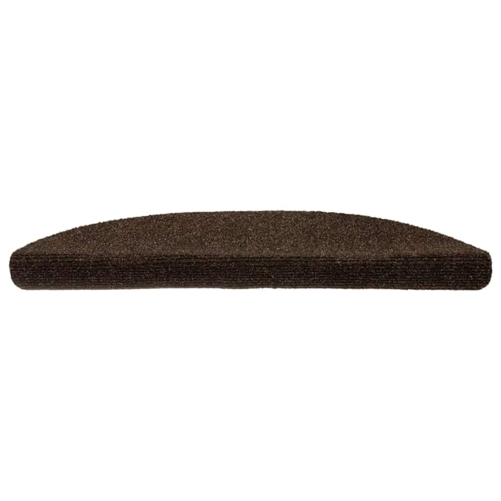 Tappetini per scale autoadesivi 5 pz 56x17x3 cm marrone semicircolari