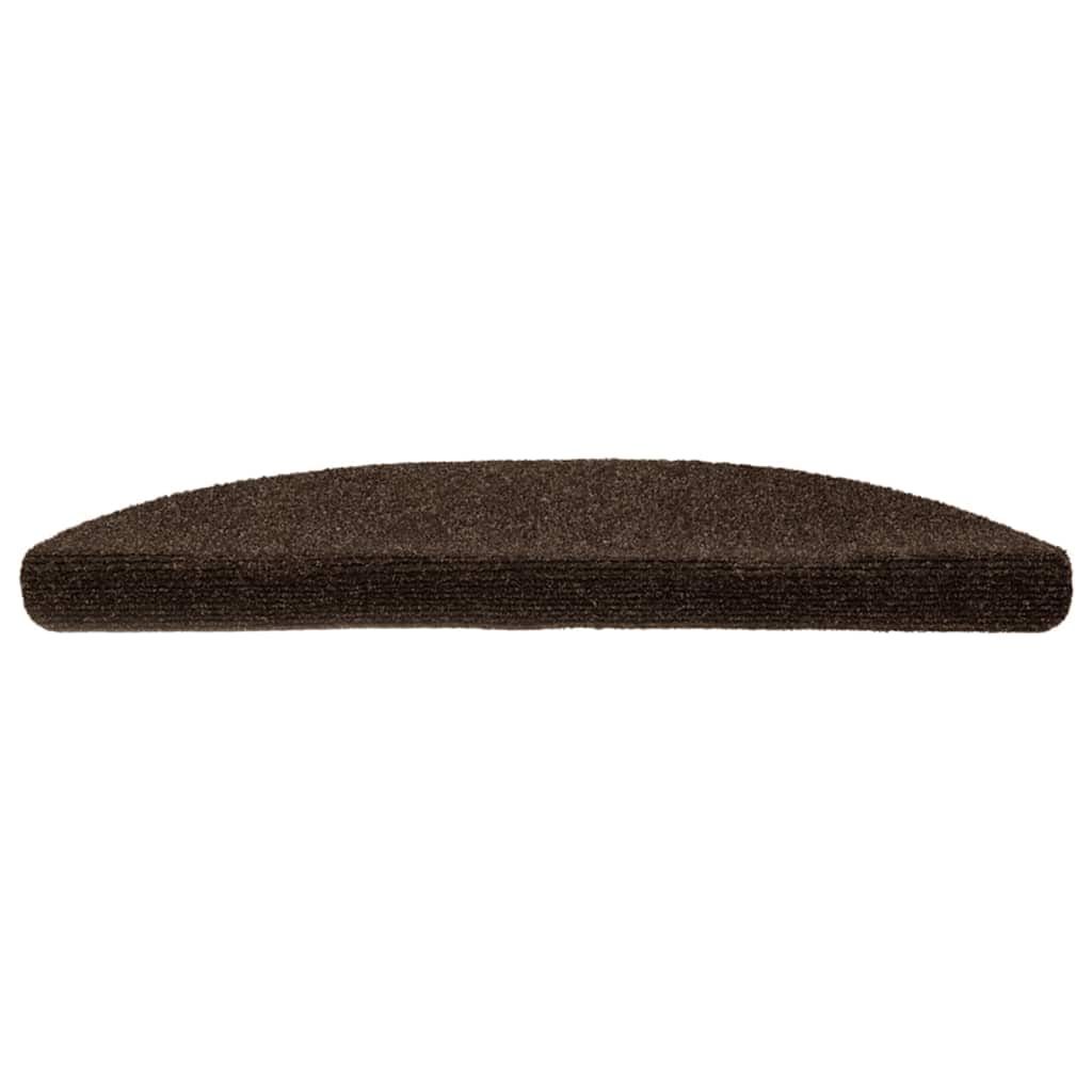 Tappetini per scale autoadesivi 10 pz 56x17x3 cm Marrone Semicircolari