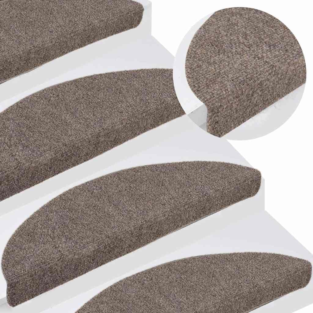 Tappetini per scale autoadesivi 5 pz 56x17x3 cm beige semicircolari