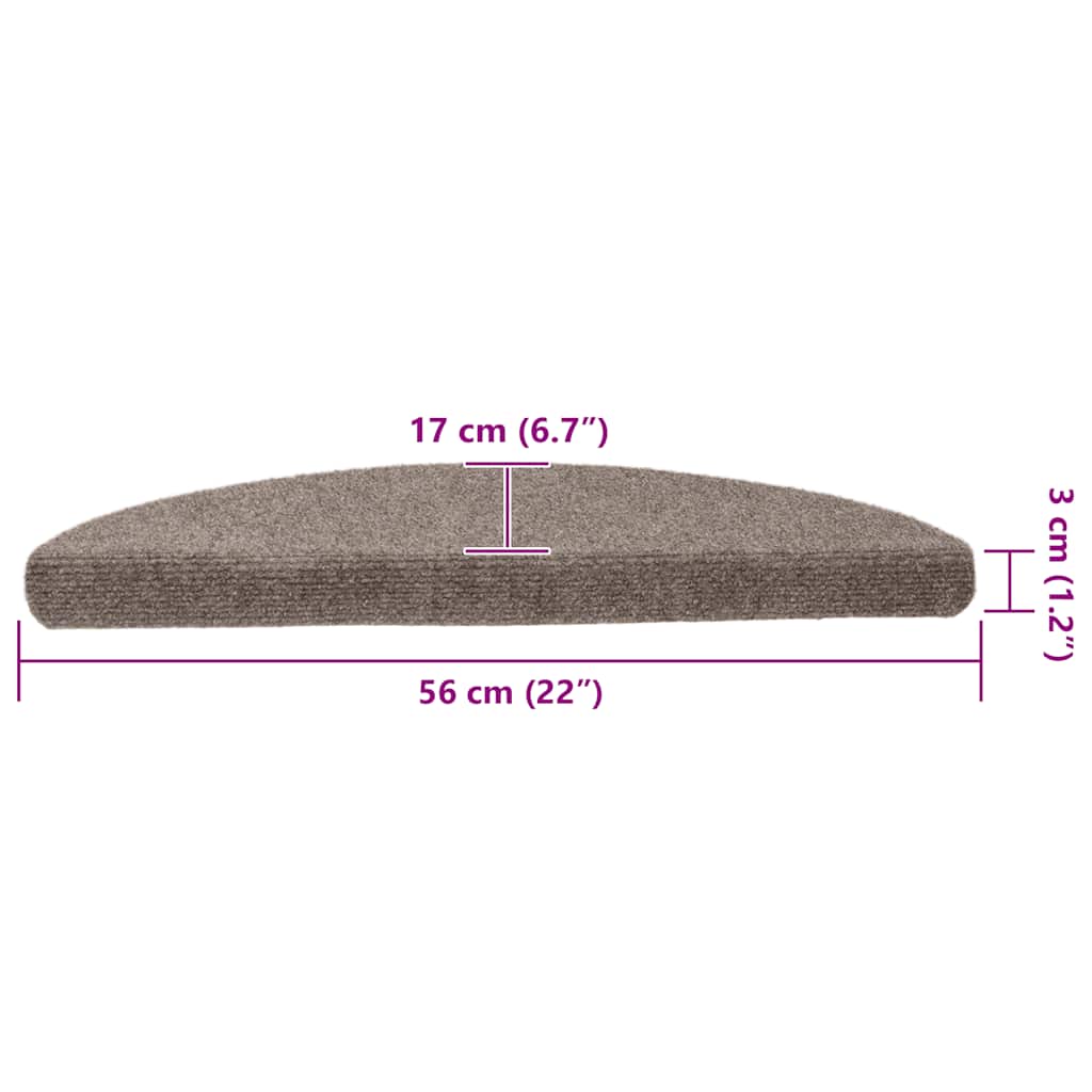 Tappetini per scale autoadesivi 10 pz 56x17x3 cm beige semicircolari