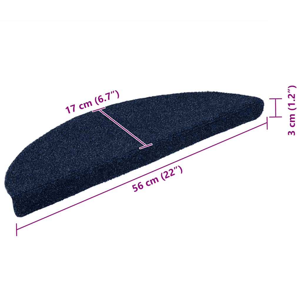 Tappetini per scale autoadesivi 5 pz 56x17x3 cm blu navy semicircolari