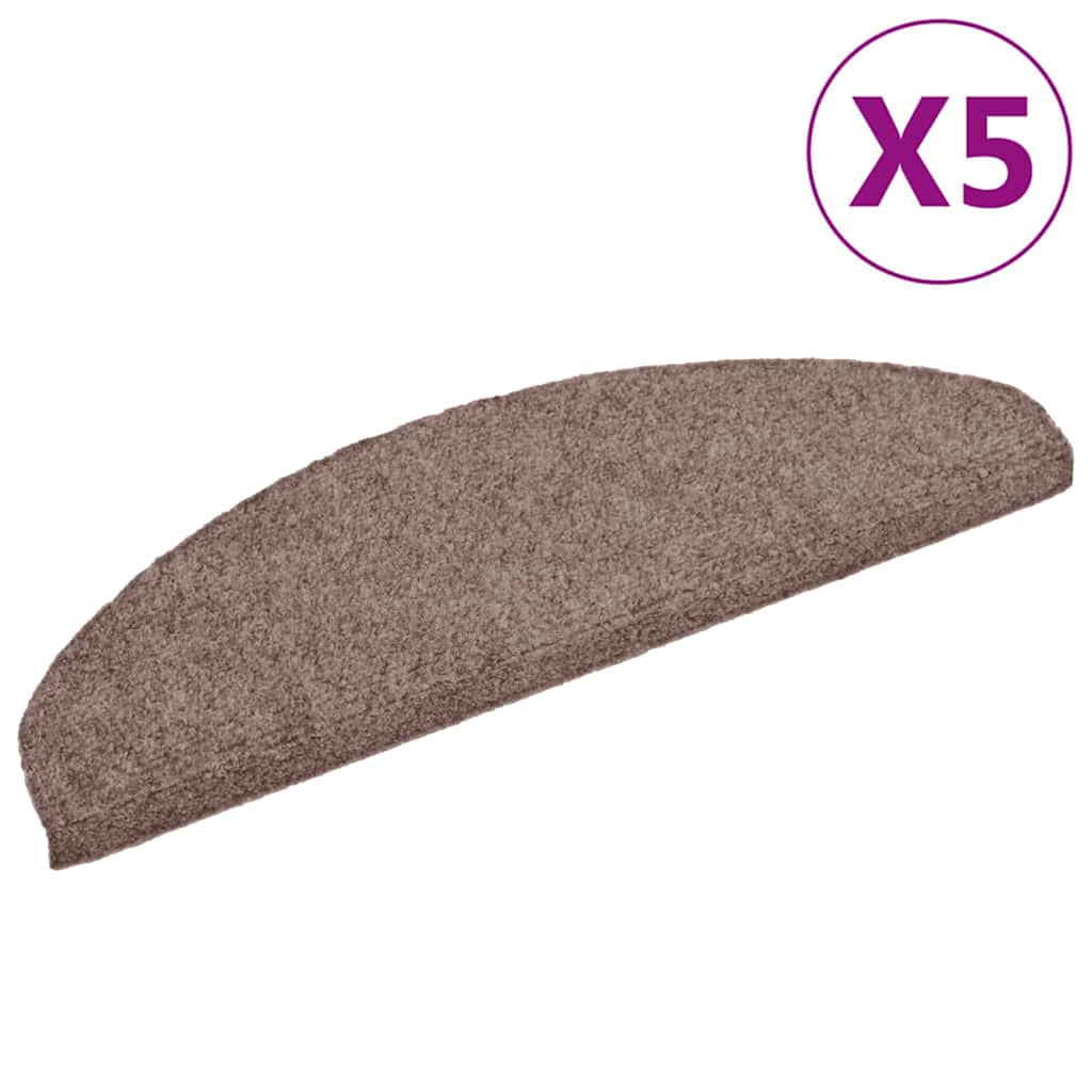 Tappetini per scale autoadesivi 5 pz 65x21x4 cm Marrone Chiaro semicircolari grandi