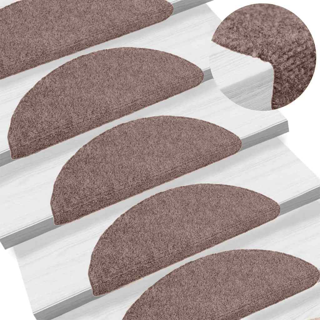 Tappetini per scale autoadesivi 10 pz 65x21x4 cm Marrone Chiaro semicircolari grandi