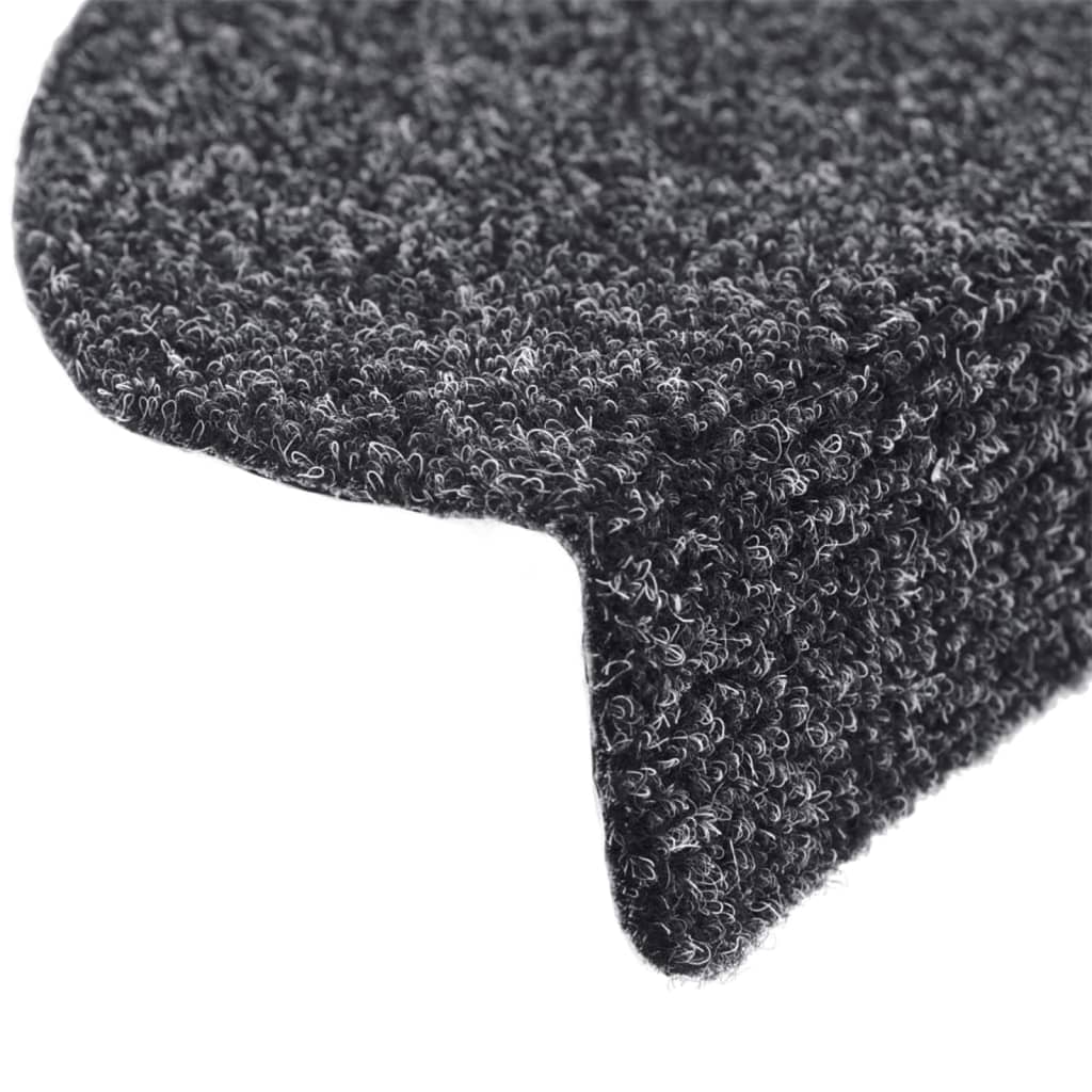 Tappetini per scale autoadesivi 10 pz 65x21x4 cm Grigio scuro Semicircolari Grandi