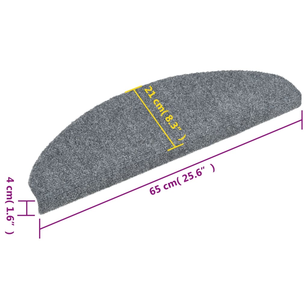 Tappetini per scale autoadesivi 5 pz 65x21x4 cm Grigio chiaro Semicircolari Grandi