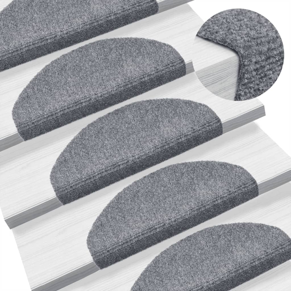 Tappetini per scale autoadesivi 10 pz 65x21x4 cm Grigio chiaro Semicircolari Grandi