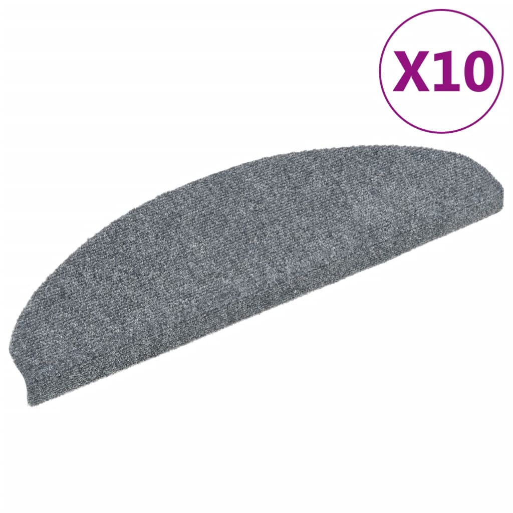 Tappetini per scale autoadesivi 10 pz 65x21x4 cm Grigio chiaro Semicircolari Grandi