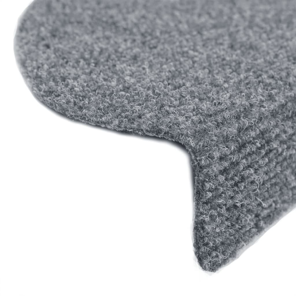 Tappetini per scale autoadesivi 10 pz 65x21x4 cm Grigio chiaro Semicircolari Grandi