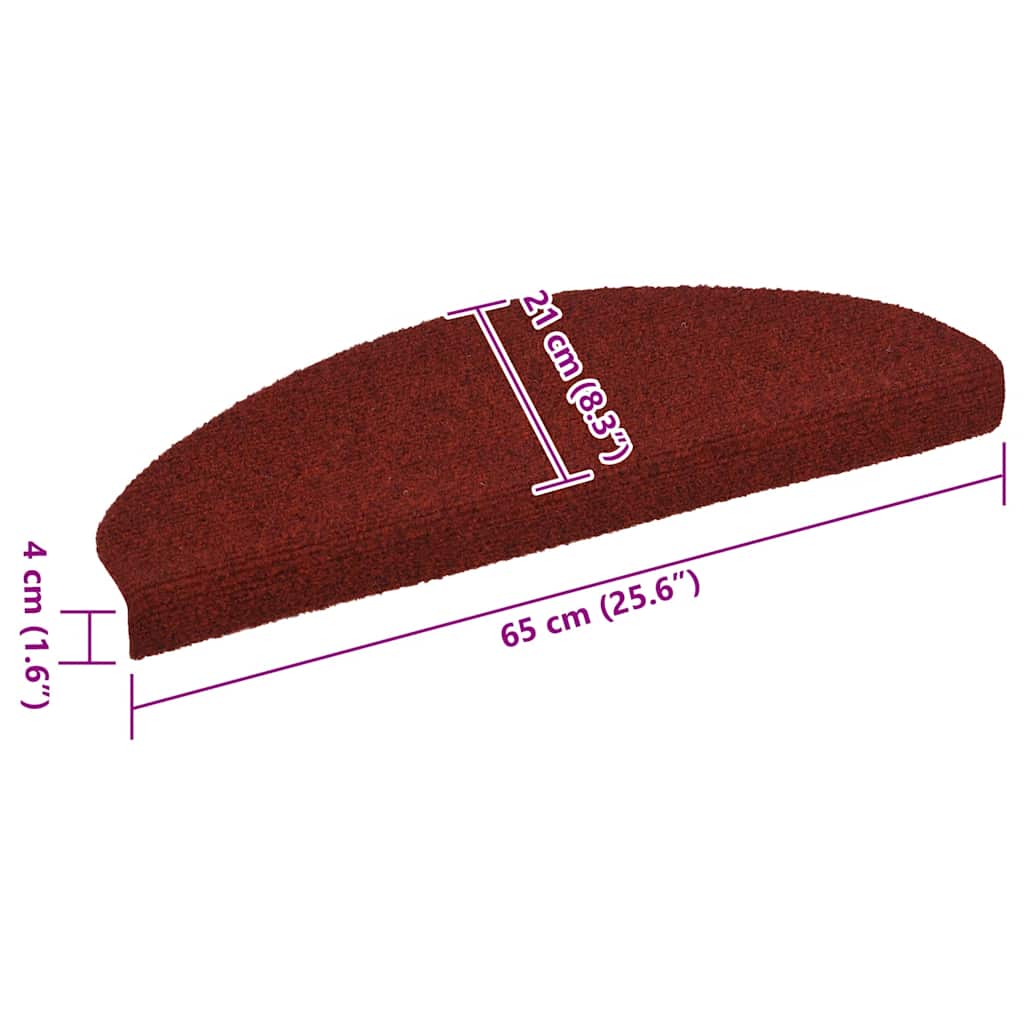 Tappetini per scale autoadesivi 5 pz 65x21x4 cm Bordeaux Rosso Semicircolari Grandi